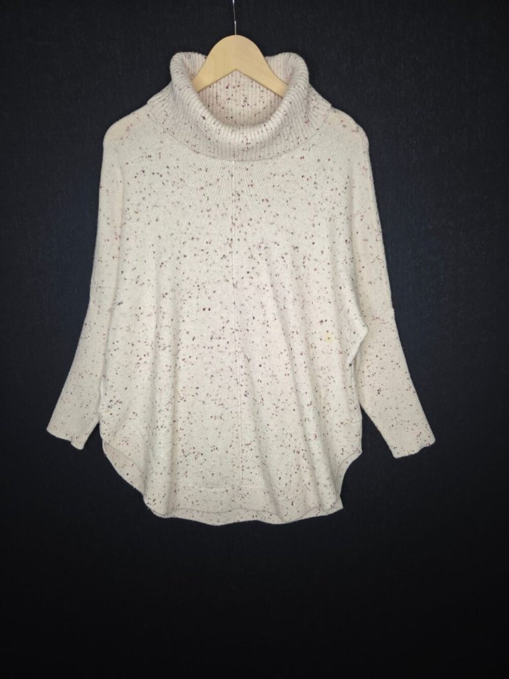 NWT LOFT Outlet Cream Confetti Speckled Oversized Size M/L Turtleneck Sweater